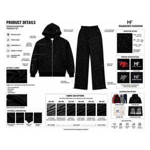 Custom Rhinestone Tracksuit Set Zip Up Hoodie Wide Leg Sweatpants Streetwear Style Sparkle Embellished Casual Matching Apparel - Product Image 6