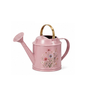 Regadera Metálica Rosa con Diseño Floral, Ecológica, Capacidad de 1.5L, Recubrimiento en Polvo, Herramienta de Jardinería Duradera - Product Image 1