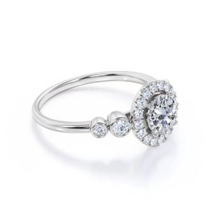 Anillo de Compromiso de Moissanita con Corte Redondo de 1.2 Quilates, Chapado en Oro Blanco, Anillo de Novia Clásico, Anillo de Propuesta Brillante, Joyería Fina - Product Image 2