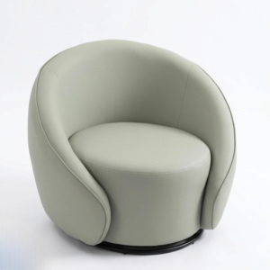 Sillón de Ocio Tapizado de Estilo Transicional de Lujo Mikahome, Giratorio 360°, Reclinable, con Estructura de Hierro y Madera, en Cuero PU, para Vestíbulo de Hotel - Product Image 2