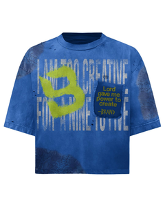 Camiseta de algodón extragrande Y2K para hombre, de manga corta, con estampado personalizado, estilo urbano, desgastada, con hombros caídos y corte cropped. - Product Image 1