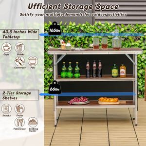 Two-Tier Open Shelves Folding Camping <b>Table</b> for Outdoor <b>BBQ</b> Premium Quality Portable Outdoor <b>Tables</b> - Product Image 5