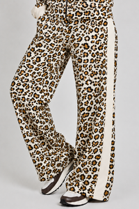 Premium Women’s <b>White</b> Yellow Leopard Print Soft Wide Leg <b>Jogger</b> Pants With Contrast Side Strip Winter Season For Women's Wear - Product Image 3