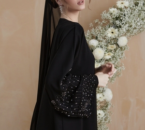 Hot Sale Modest Dubai Abaya Beaded Sequined Long Sleeve Abaya Muslim Traditional Handmade Wedding Women Ramadan Prayer Daily - Product Image 3