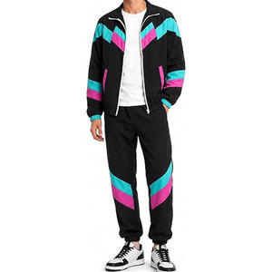 Ensemble de survêtement unisexe rétro années 90 pour couple, tenue d'hiver vintage pour Halloween, ensemble de vêtements de sport assortis, veste coupe-vent color block - Product Image 4