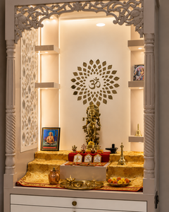 Luxury Traditional Solid Engineered Wood Home Temple Storage Carved Details Pooja <b>Mandir</b> Indoor Use Stool Dual Tone OEM Delhi - Product Image 3