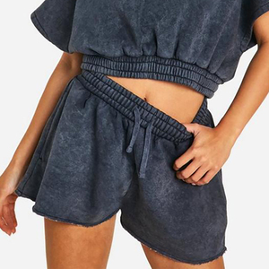 Shorts de Mujer de Alta Calidad con Lavado Ácido, Transpirables, Nueva Colección de Verano, Varios Colores Sólidos, Diseño de Cintura Alta - Product Image 3