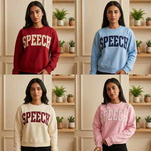 Women's <b>Pink</b> Speech Letter Custom Collegiate Greek Mock Neck <b>Sweatshirt</b> With Gingham Embroidered Logo For College University - Product Image 5