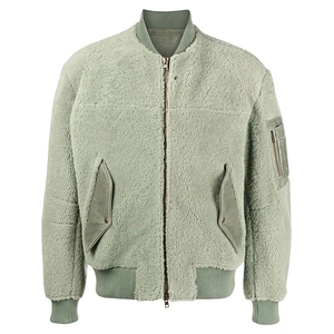 Oversized <b>Sherpa</b> <b>Fleece</b> Mens Bomber Jackets Zip up Ribbed Detail Custom Winter Jackets - Product Image 4