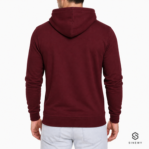 Sudadera con Capucha Personalizada para Hombre SINEWY, Color Granate, Tejido 100% Algodón, Corte Regular, Informal, con Diseño de Letras Estampadas en la Parte Delantera, Ideal para el Verano - Product Image 2