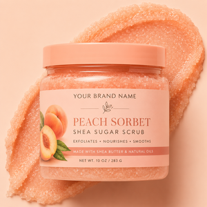 OEM Private Label Organic Peach Sorbet Shea Butter Sugar <b>Scrub</b> Wholesale Hydrating Exfoliating <b>Body</b> <b>Scrub</b> for Dead Skin Removal - Product Image 1