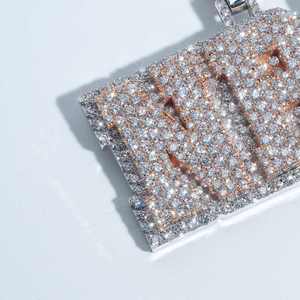 Custom Unique Full Iced Out Emerald Cut Baguette Charm Pendant Trendy Hip Hop Style Silver Moissanite <b>Rope</b> <b>Chain</b> Jewelry - Product Image 3