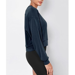 Sudaderas Personalizadas para Mujer, Cuello Redondo, Manga Larga, Estilo Holgado, Vintage, Cortas, 100% Algodón, Felpa, Bordadas - Product Image 3