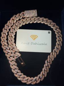 925 silver Rose Gold Plated <b>Iced</b> <b>Out</b> Cuban Link <b>Chain</b> Necklace Moissanite Heavy Choker Jewelry for Wedding Party Gift - Product Image 5