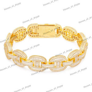 สร้อยข้อมือแบบ Iced Out ประดับเพชรโมอิสซาไนต์ทรงบาแกตต์ ชุบโรเดียม เงินแท้ 925 เครื่องประดับฮิปฮอปแบบหนา - Product Image 2