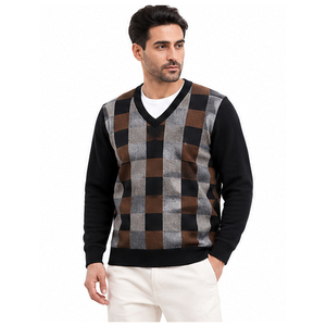 <b>Men's</b> Black Knitted <b>Pullover</b> Sweater Solid Color Regular Sleeve Autumn Wear High Quality Breathable O Neck Knitted Sweaters - Product Image 4