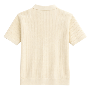 Polo en maille à coutures verticales pour homme, manches courtes, 100 % coton, coupe ajustée, respirant, haut décontracté d'été, vente en gros OEM, mode - Product Image 2