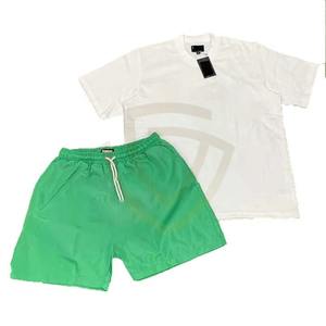 Conjunto de Pantalones Cortos Deportivos de Verano para Hombre, con Logotipo Gráfico Personalizado, Transpirable, Camiseta y Pantalones Cortos de Felpa Lisos - Product Image 1