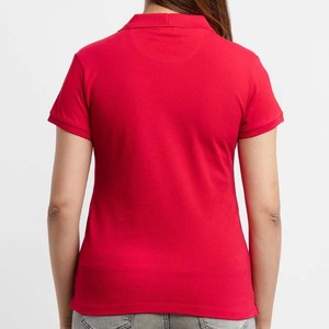 Polo Rojo Sólido para Mujer, Manga Corta, 100% Algodón Piqué, Estilo Casual - Product Image 2
