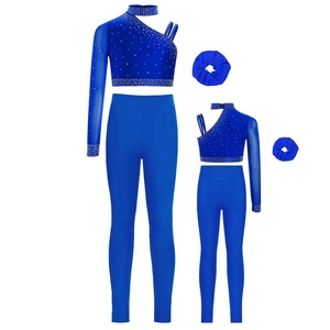 Conjunto de Ropa de Baile de Salón Competitivo para Niñas de 6 a 16 Años, Top Corto con Diadema y Leggings, para Patinaje Artístico y Gimnasia - Product Image 2