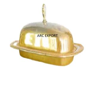 Vintage Cheap Gold Metal With <b>Lid</b> Fancy Design <b>Decorative</b> Latest Golden Unique <b>Decorative</b> Butter Dish for Home Hotel Supplies - Product Image 1