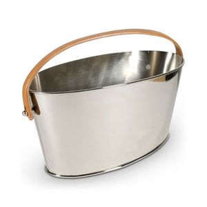 Seau à glace en acier inoxydable martelé en forme de bateau avec poignées en cuir, grande capacité, bac à boissons pour refroidir la bière, le whisky et le vin - Product Image 4