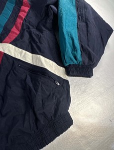 athletic retro colorblock custom vintage 85s 95s windbreaker Jacket Hooded Front Color Block Strips nylon Polyester Waterproof - Product Image 5