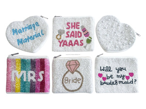 Porte-monnaie perlé mariée en gros avec fermeture à glissière fête de mariage pochette cadeau de demoiselle d'honneur sac de proposition Mme - Product Image 2