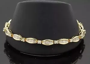 Bracelet tennis en moissanite, argent sterling 925 plaqué or, coupe ronde brillante, bijoux classiques de luxe pour femmes - Product Image 3