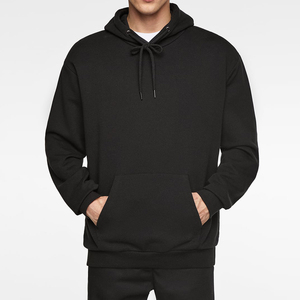 Sudadera con Capucha Personalizada al por Mayor, 60% Algodón, 40% Poliéster, de Alta Calidad, con Dobladillo y Puños Acanalados, Sudadera Lisa para Hombre, Sudadera Negra - Product Image 1