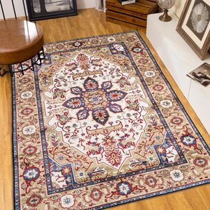Alfombra Vintage Bohemia Azul de 6x9, Alfombra Persa Grande Antideslizante y Lavable con Diseño Floral para Sala de Estar, Cocina y Dormitorio - Product Image 1