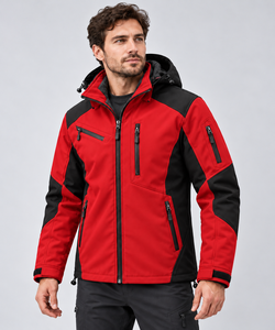 Custom Logo Embroidered <b>Mens</b> Softshell Jacket Waterproof Windproof Winter Hiking Coat Polar <b>Fleece</b> Lining Detachable Hood Color - Product Image 4