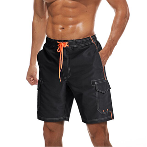 Short de bain cargo décontracté pour homme, turquoise uni, respirant, taille mi-haute, séchage rapide, cordon de serrage contrastant, poches utilitaires - Product Image 2