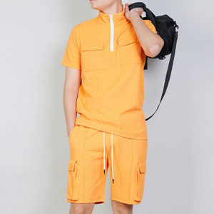 Summer 2-Piece Casual Men's Short <b>Set</b> Custom Logo Quick Dry 100% Cotton Beach Shirt & Shorts - Product Image 3