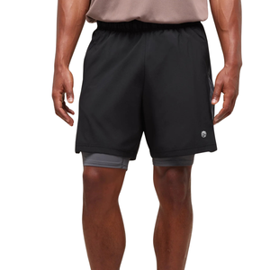 Pantalones Cortos Deportivos 2 en 1 para Hombre, 7 Pulgadas, Negro Gris Oscuro, Secado Rápido, para Gimnasio, Correr, Entrenamiento Atlético - Product Image 1