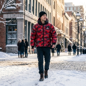 Veste matelassée pour homme, rouge et noire, à capuche, veste d'hiver chaude, veste de mode pour l'extérieur, vente en gros ONE APEX - Product Image 5