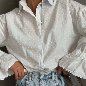 Chemise tendance en coton pour femme, style chic printemps-été, bouton unique, nouvelle collection automne, élégante, manches évasées - Product Image 6