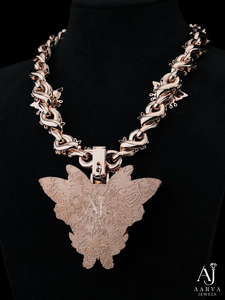 สร้อยคอ AARVA JEWELS รุ่น Butterfly Cuban Link ประดับเพชรโมอิสซาไนต์ เงินแท้ 925 ชุบทองคำสีกุหลาบ ดีไซน์แบบ Claw Setting หรูหรา ประดับเพชรเต็มเส้น - Product Image 2