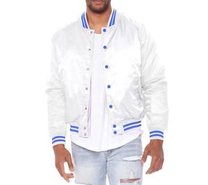 Chaqueta Universitaria de Satén Personalizada para Hombre, Chaqueta de Béisbol de Satén Bordada, Chaqueta Universitaria de Alta Calidad al por Mayor para Hombre - Product Image 1