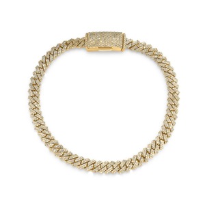 Glamorous Hip Hop 10K Tri Toned Moissanite <b>Silver</b> Luxury Wrap Cuban Link <b>Bracelet</b> Fashion <b>Bangles</b> Sale Bulk Indian Supplier - Product Image 1