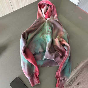 Sudadera con capucha y cremallera con pedrería Galaxy Wash para hombre y mujer, azul acuático multicolor, oversize, brillante, estilo urbano, chaqueta HD 2026 - Product Image 4