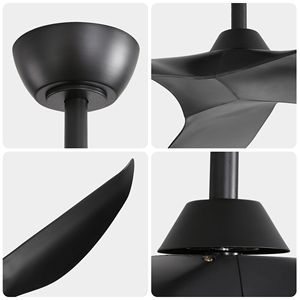 Nuovo Arrivo Ventilatore da Soffitto Nero da 38 Pollici con 5 Pale in ABS, Potente Motore DC, Funzione Timer 1/4/8H, Certificato ROHS per Uso in Soggiorno - Product Image 4