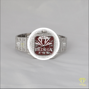 Montre de luxe en moissanite avec cadran carré rouge profond, entièrement sertie de diamants et design haut de gamme - Product Image 1