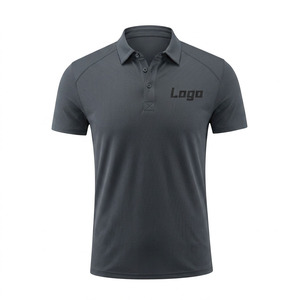 Polo de Punto de Manga Corta Gris Oscuro para Hombre con Logotipo Estampado en la Parte Delantera, de Secado Rápido y Estilo Casual - Product Image 3