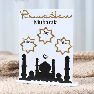 Huiran Op Maat Gemaakte Islamitische Ramadan Thuis Tafelblad Decor Acryl Ramadan Mubarak Adventskalender Tafel Ornamenten Feestdecoraties