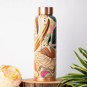 Designer Pure <b>Copper</b> Water <b>Bottle</b> Luxury Embossed <b>Copper</b> <b>Drinking</b> <b>Bottle</b> Reusable Metal <b>Bottle</b> for Daily Hydration - Product Image 3