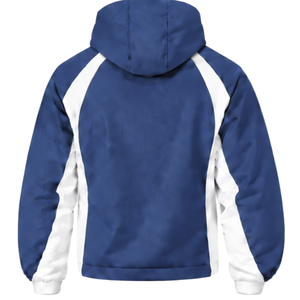 <b>Navy</b> Blue White Hooded Tracksuit Set Full Zip Jacket Straight Leg Pants Custom Team Training Athletic Sportswear Two Piece - Product Image 4