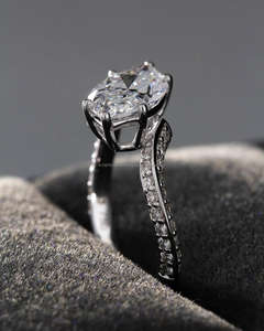 Anillo de Compromiso de Lujo con Diamante Cultivado en Laboratorio, Corte Marquesa, Engaste de Garras, Oro Blanco, Anillo de Boda Solitario Marquesa para Mujer - Product Image 3