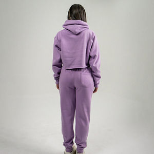 Custom Manufacturer Private Label Apparel Crop Top <b>Set</b> Tracksuit Streetwear Two Piece Jogger <b>Sets</b> Cotton Loose Fit Full Sleeve - Product Image 3