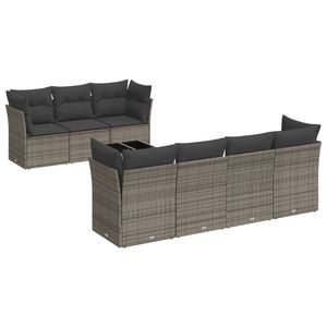 Juego de Sofás Modulares de Jardín de Ratán PE Gris de 8 Piezas, Diseño Modular Conveniente - Product Image 2